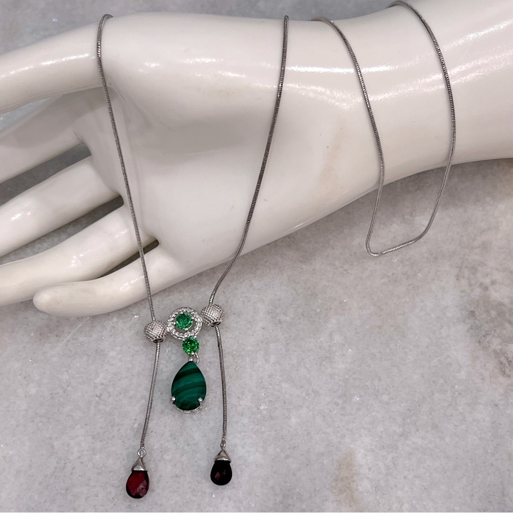 I Slide!!!!Multigemstone Silver Slide Adjustable … - image 2